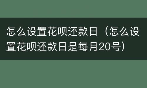 怎么设置花呗还款日（怎么设置花呗还款日是每月20号）