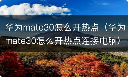 华为mate30怎么开热点（华为mate30怎么开热点连接电脑）