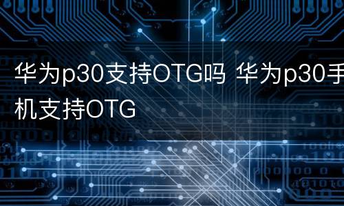 华为p30支持OTG吗 华为p30手机支持OTG
