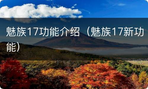 魅族17功能介绍（魅族17新功能）