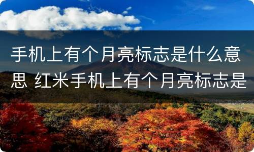 手机上有个月亮标志是什么意思 红米手机上有个月亮标志是什么意思