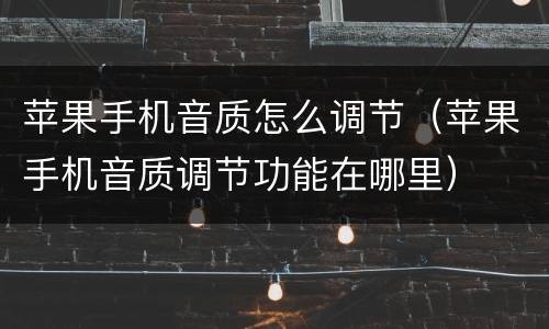 苹果手机音质怎么调节（苹果手机音质调节功能在哪里）