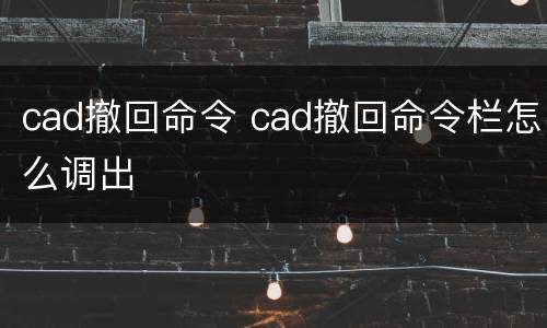 cad撤回命令 cad撤回命令栏怎么调出