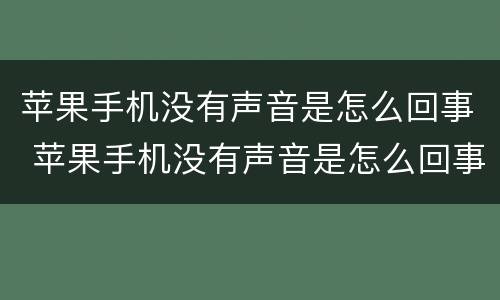 苹果手机没有声音是怎么回事 苹果手机没有声音是怎么回事显示耳机模式