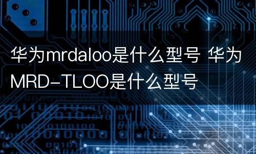 华为mrdaloo是什么型号 华为MRD-TLOO是什么型号