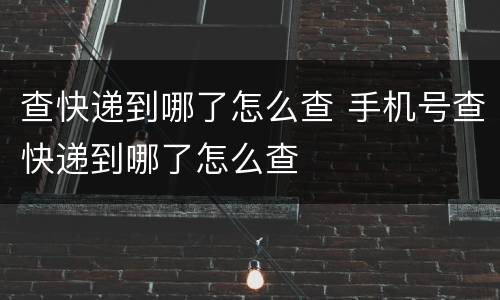 查快递到哪了怎么查 手机号查快递到哪了怎么查