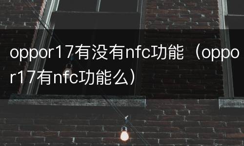 oppor17有没有nfc功能（oppor17有nfc功能么）