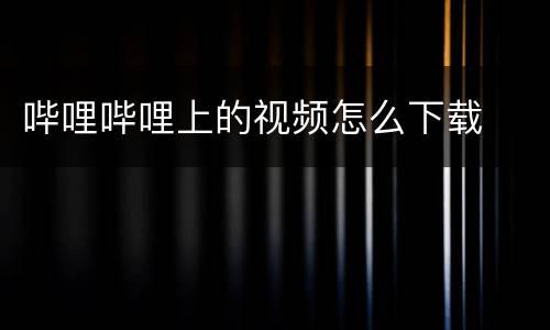 哔哩哔哩上的视频怎么下载