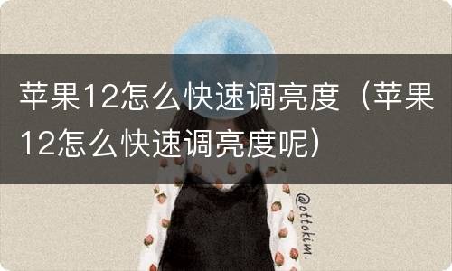 苹果12怎么快速调亮度（苹果12怎么快速调亮度呢）