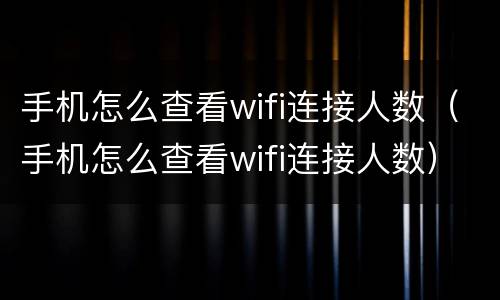 手机怎么查看wifi连接人数（手机怎么查看wifi连接人数）