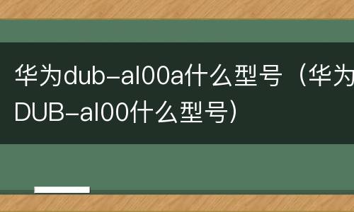 华为dub-al00a什么型号（华为DUB-al00什么型号）