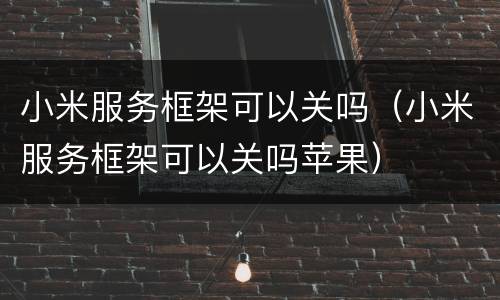 小米服务框架可以关吗（小米服务框架可以关吗苹果）