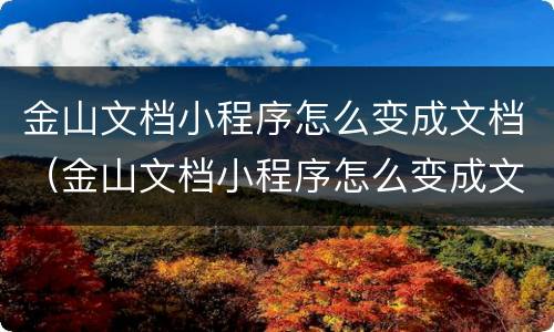 金山文档小程序怎么变成文档（金山文档小程序怎么变成文档QQ）