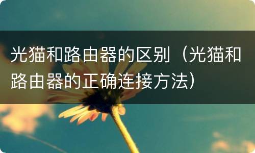 光猫和路由器的区别（光猫和路由器的正确连接方法）