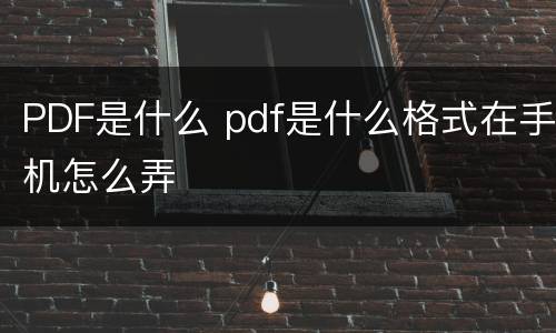 PDF是什么 pdf是什么格式在手机怎么弄