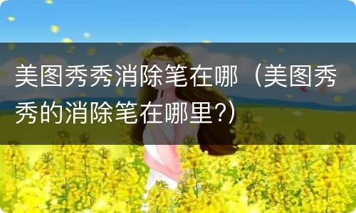 美图秀秀消除笔在哪（美图秀秀的消除笔在哪里?）