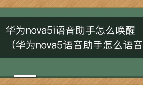 华为nova5i语音助手怎么唤醒（华为nova5语音助手怎么语音唤醒）