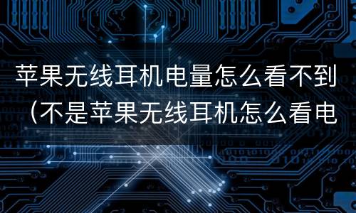 苹果无线耳机电量怎么看不到（不是苹果无线耳机怎么看电量）