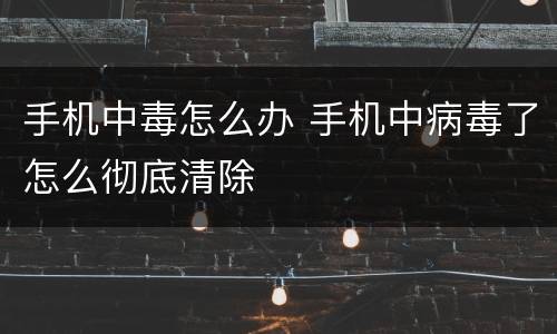 手机中毒怎么办 手机中病毒了怎么彻底清除