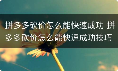 拼多多砍价怎么能快速成功 拼多多砍价怎么能快速成功技巧
