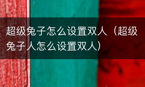 超级兔子怎么设置双人（超级兔子人怎么设置双人）