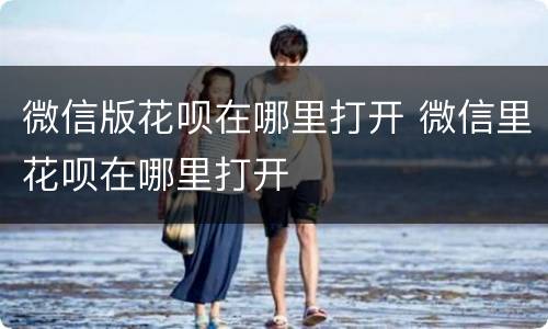 微信版花呗在哪里打开 微信里花呗在哪里打开