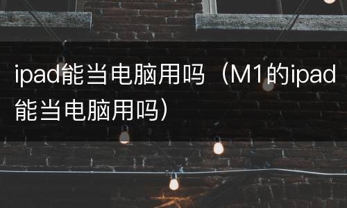 ipad能当电脑用吗（M1的ipad能当电脑用吗）