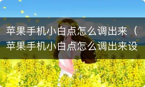 苹果手机小白点怎么调出来（苹果手机小白点怎么调出来设备）
