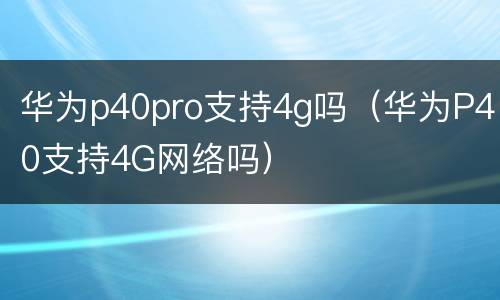 华为p40pro支持4g吗（华为P40支持4G网络吗）