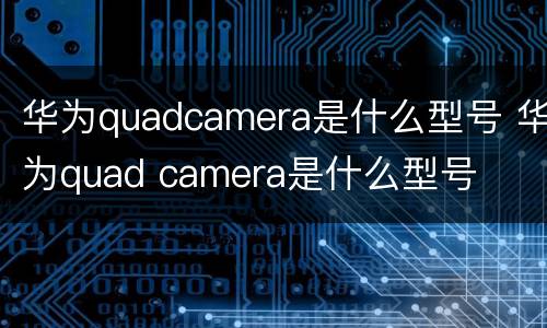 华为quadcamera是什么型号 华为quad camera是什么型号