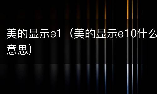 美的显示e1（美的显示e10什么意思）