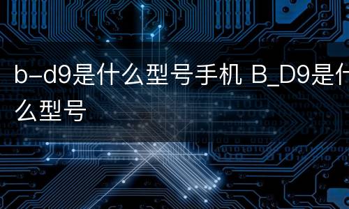 b-d9是什么型号手机 B_D9是什么型号
