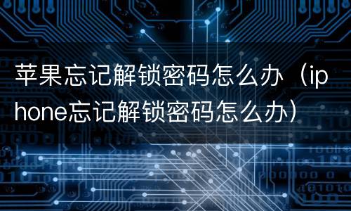 苹果忘记解锁密码怎么办（iphone忘记解锁密码怎么办）