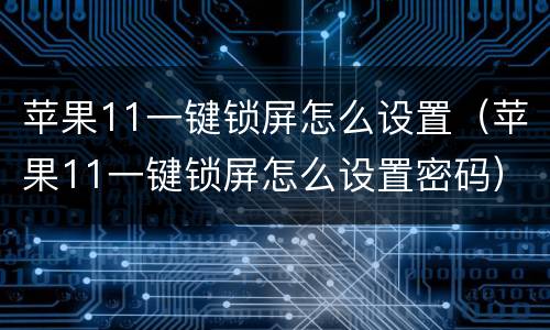 苹果11一键锁屏怎么设置（苹果11一键锁屏怎么设置密码）