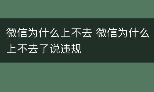 微信为什么上不去 微信为什么上不去了说违规
