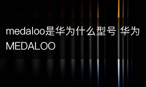 medaloo是华为什么型号 华为MEDALOO