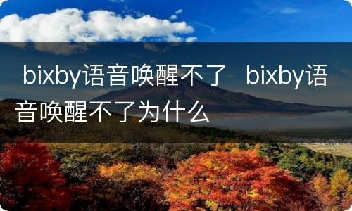  bixby语音唤醒不了  bixby语音唤醒不了为什么