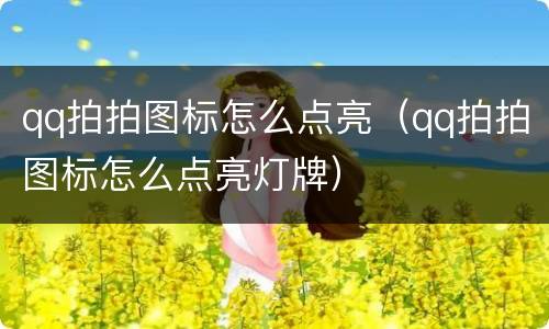 qq拍拍图标怎么点亮（qq拍拍图标怎么点亮灯牌）