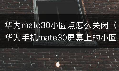 华为mate30小圆点怎么关闭（华为手机mate30屏幕上的小圆点怎么取消）
