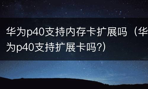 华为p40支持内存卡扩展吗（华为p40支持扩展卡吗?）
