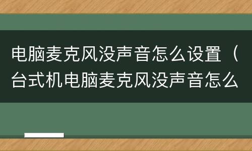 电脑麦克风没声音怎么设置（台式机电脑麦克风没声音怎么设置）