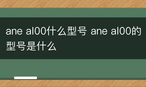 ane al00什么型号 ane al00的型号是什么