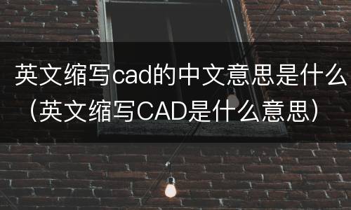 英文缩写cad的中文意思是什么（英文缩写CAD是什么意思）