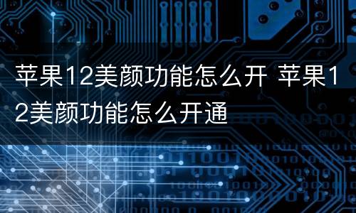 苹果12美颜功能怎么开 苹果12美颜功能怎么开通