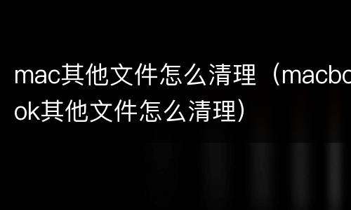 mac其他文件怎么清理（macbook其他文件怎么清理）