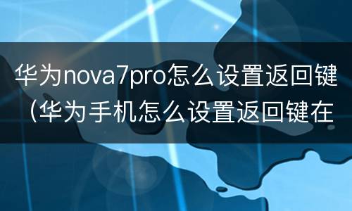 华为nova7pro怎么设置返回键（华为手机怎么设置返回键在下面）