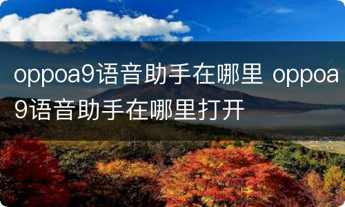 oppoa9语音助手在哪里 oppoa9语音助手在哪里打开