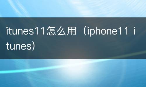 itunes11怎么用（iphone11 itunes）