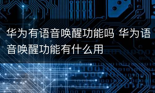 华为有语音唤醒功能吗 华为语音唤醒功能有什么用