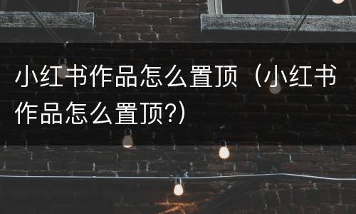 小红书作品怎么置顶（小红书作品怎么置顶?）